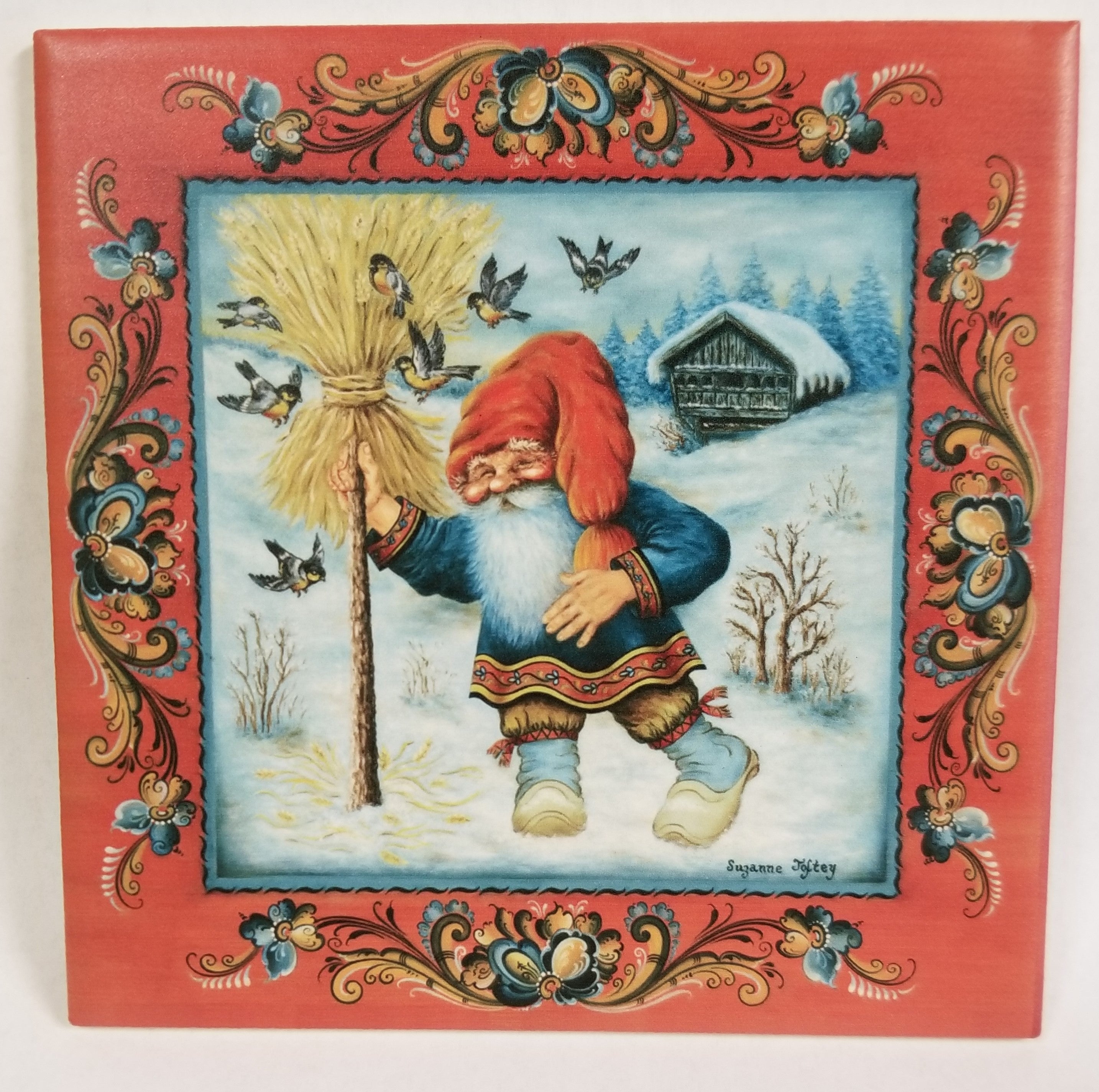 1524270 6" Ceramic Tile Straw Nisse Bergquist Imports