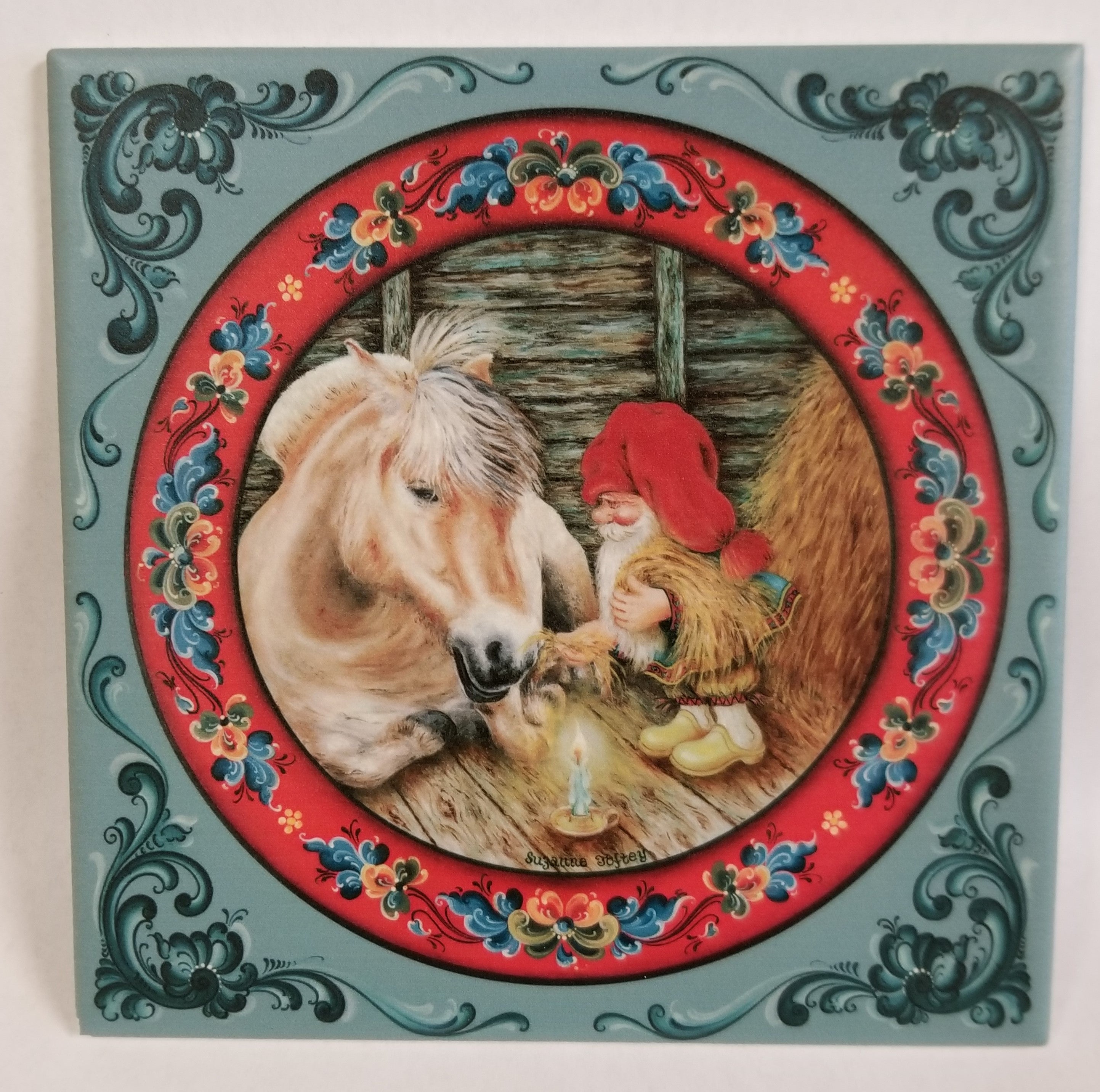 1524272 6" Ceramic Tile Fjord Horse Bergquist Imports