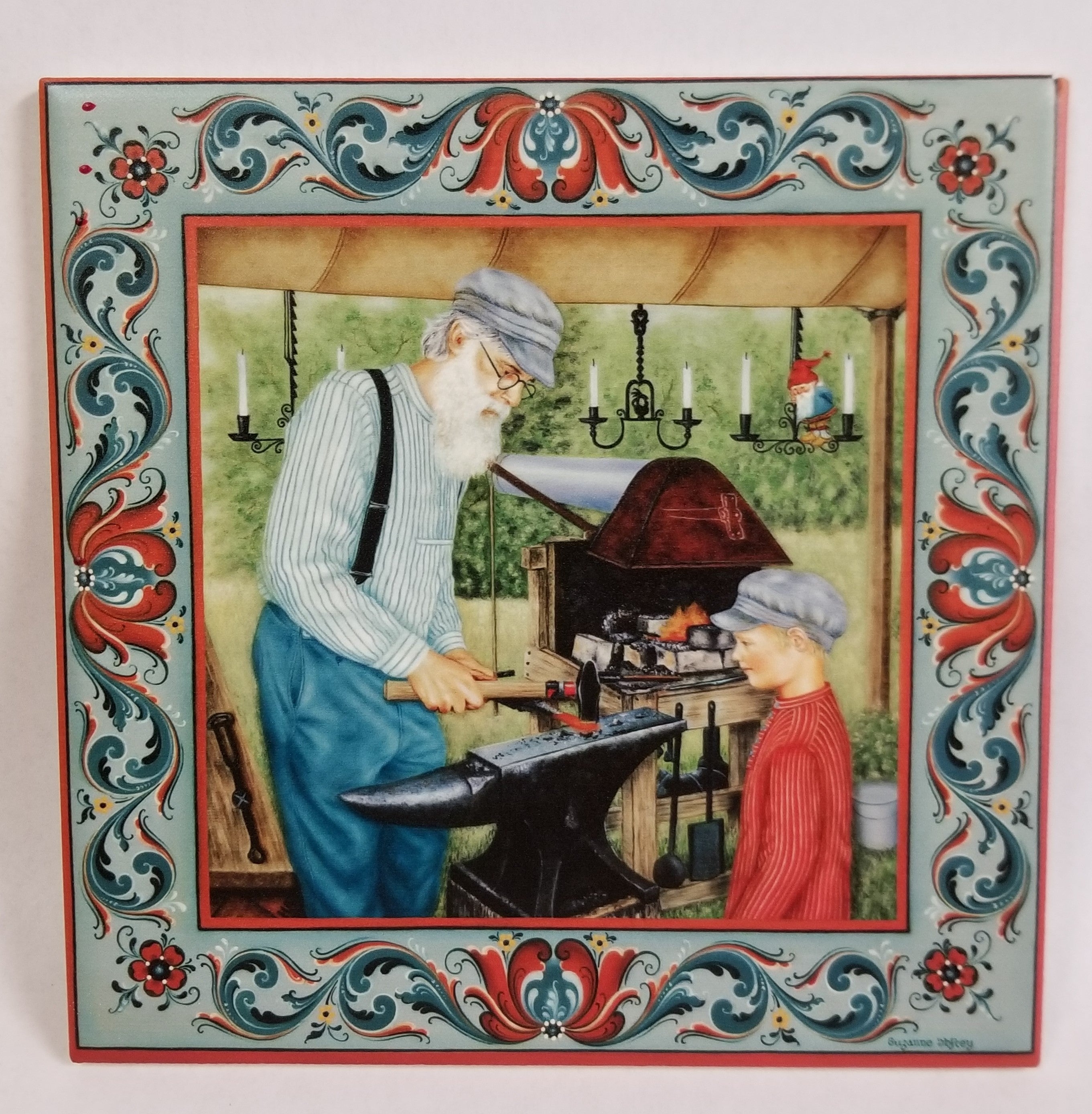 1524231 6" Ceramic Tile Blacksmith Bergquist Imports