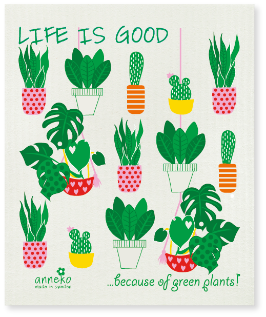 8046964 Cellulose Dishcloth Green Plants Bergquist Imports