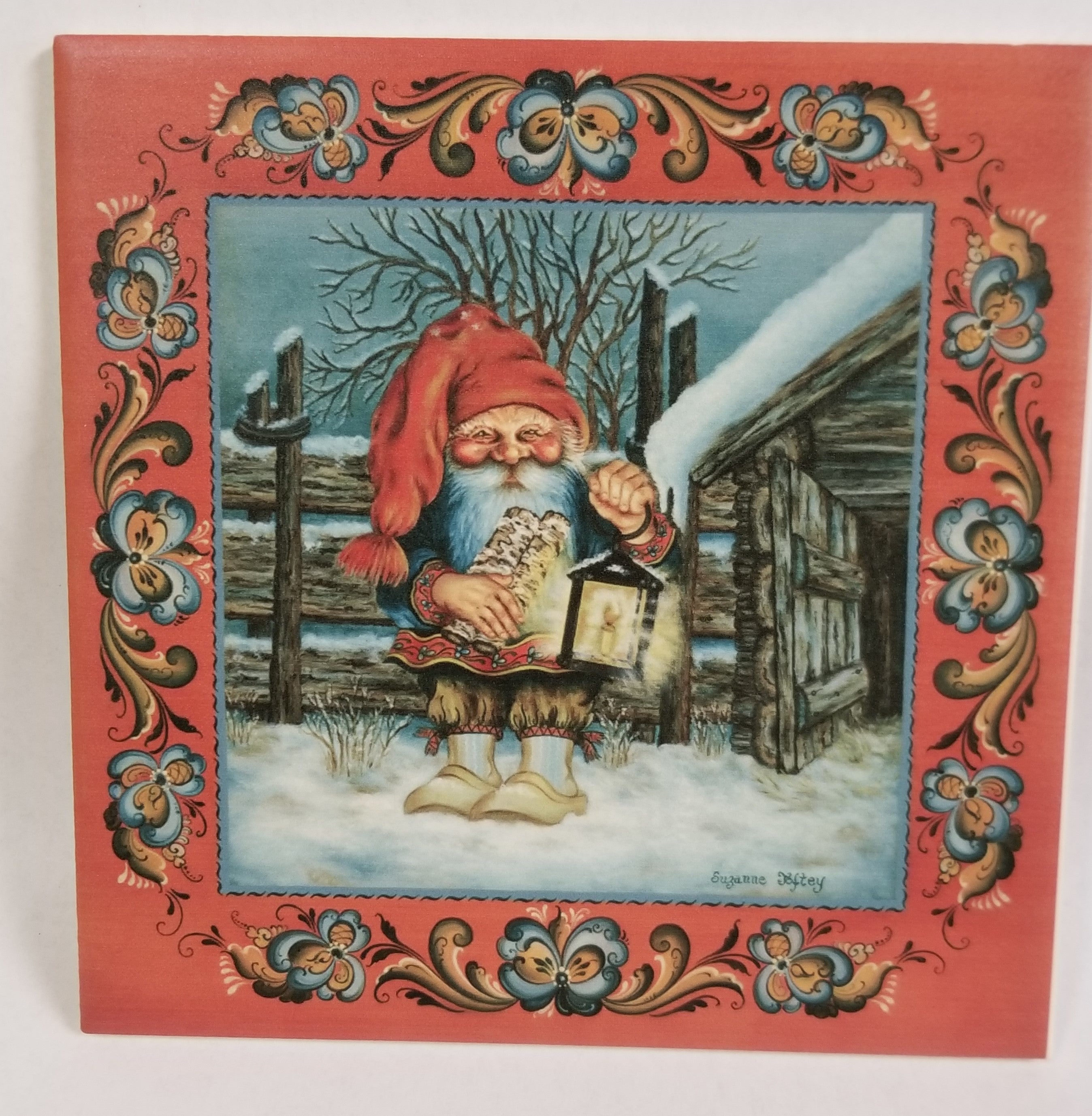 1524214 6" Ceramic Tile Log Nisse Bergquist Imports