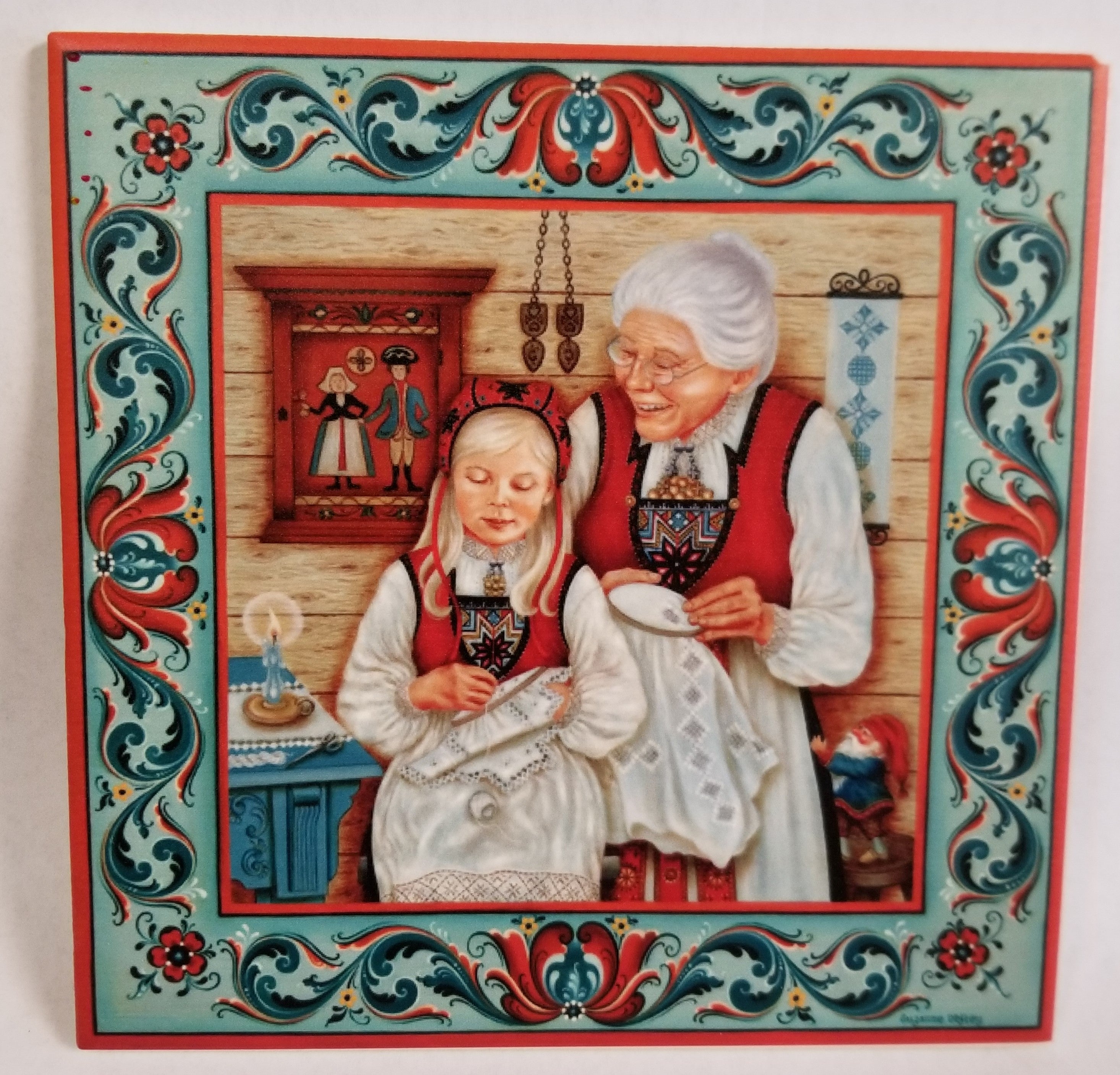 1524226 6" Ceramic Tile Hardanger Lesson Bergquist Imports