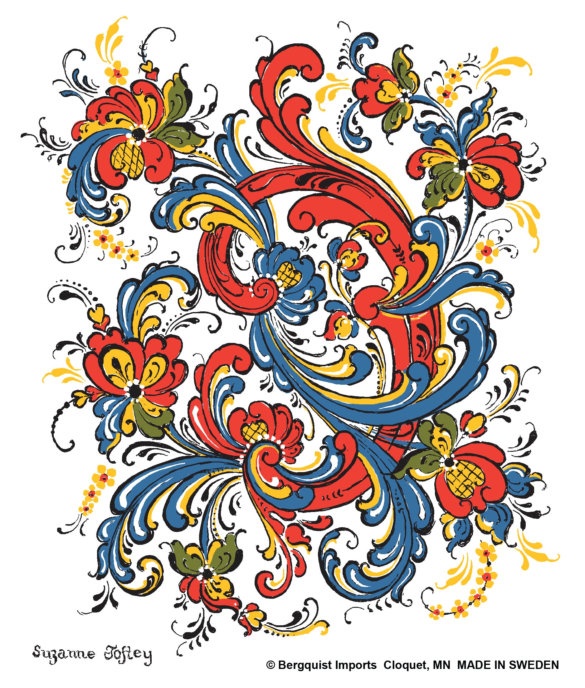 80466-93 Dishcloth: Rosemaling – Bergquist Imports